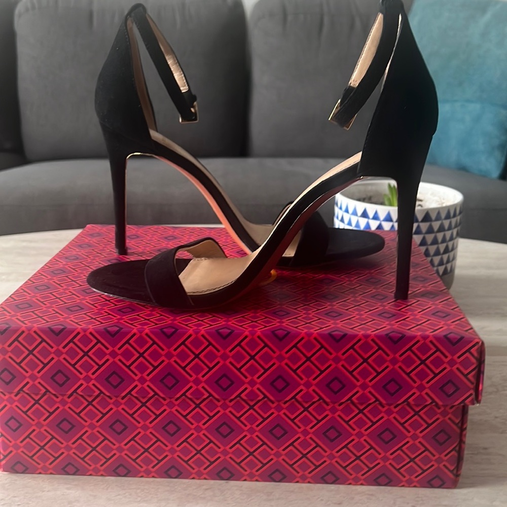 Black suede Tory Burch heels